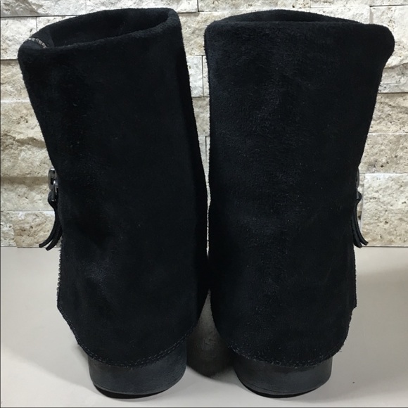 COPY - Nine West Boots Black Ankle Leather Suede Booties - Picture 3 of 7